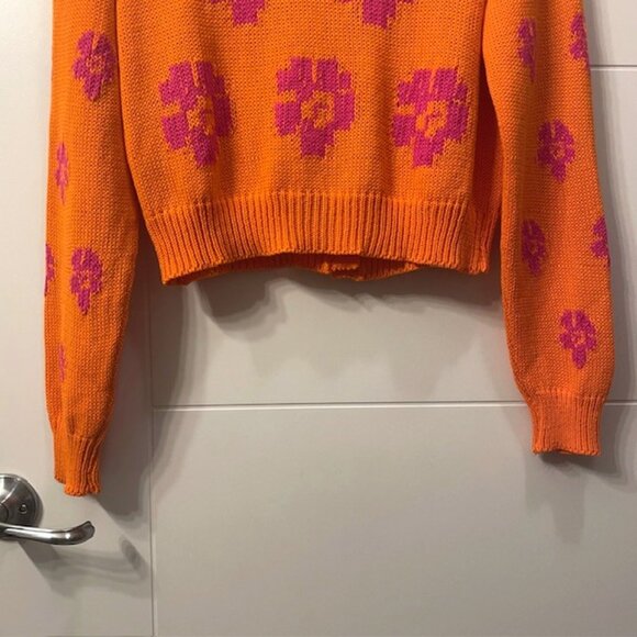 NWT Tach Vera Floral Knit Cardigan Button Front Size Small Orange Pink Y2K - Picture 10 of 16
